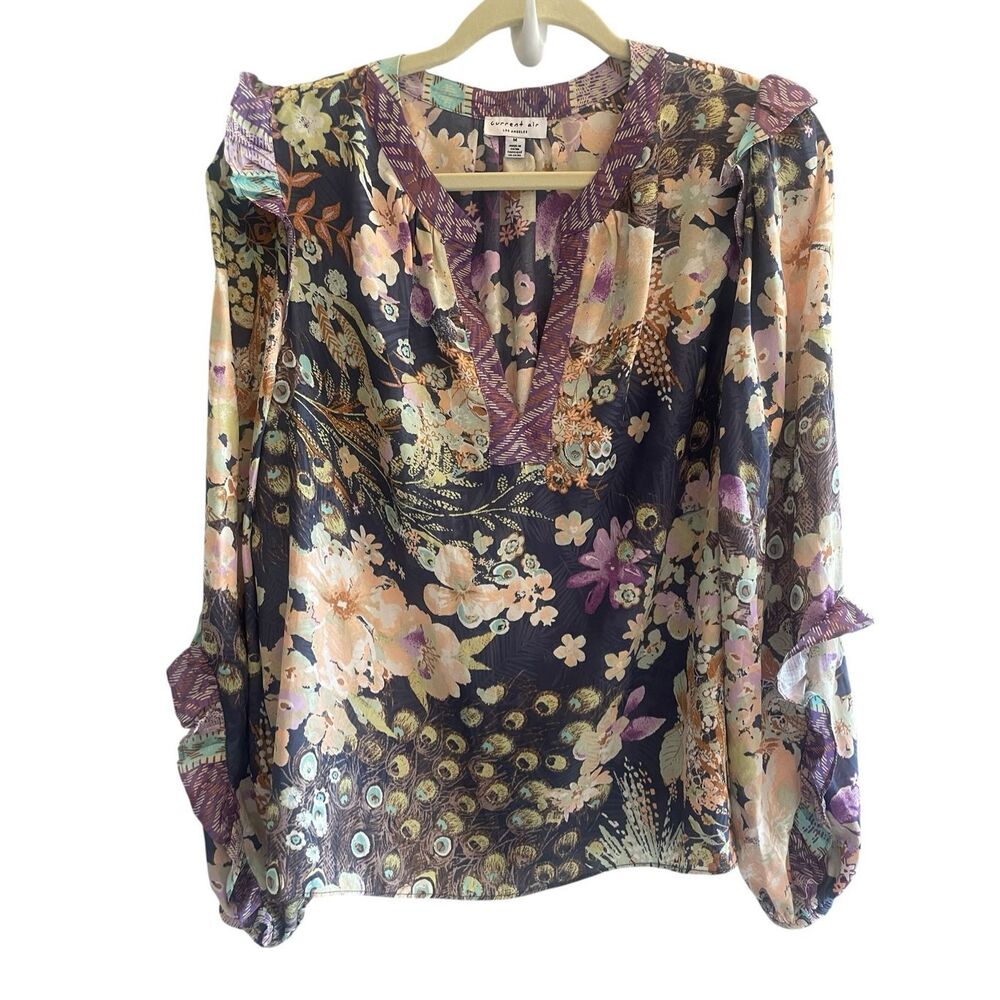 Anthropologie Current Air Boho Pullover Blouse Top Women’s Size Medium Peacock
